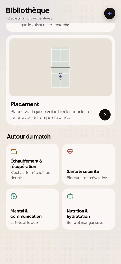 MyBadmintonAPP — Conseils