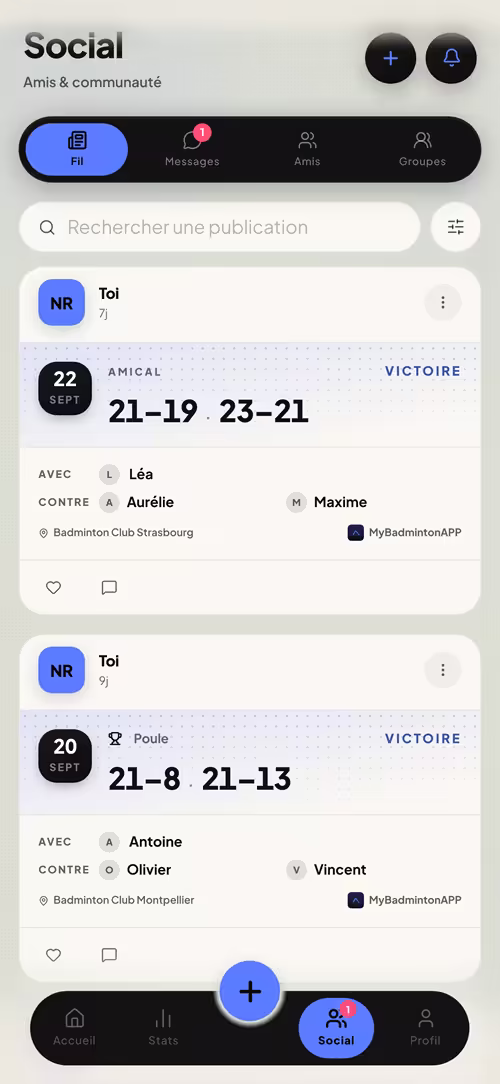 MyBadmintonAPP — Communauté