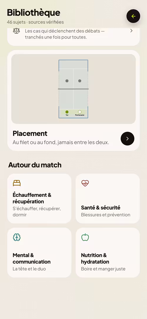 MyPadelAPP — Conseils