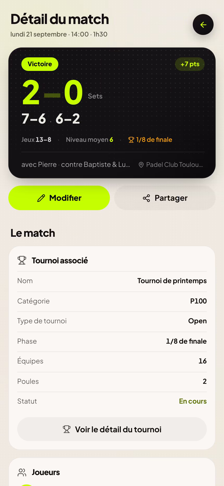 MyPadelAPP — Le match