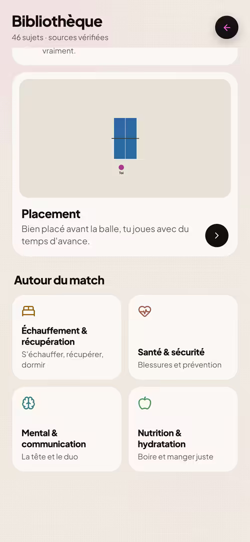 MyTableTennisAPP — Conseils