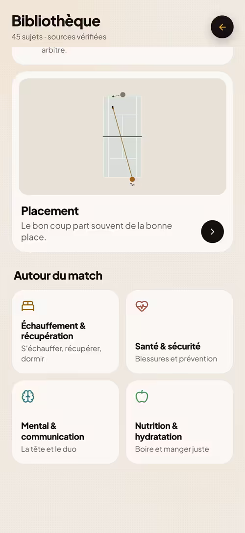 MyTennisAPP — Conseils